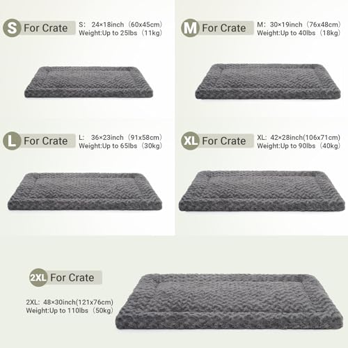 Washable Dog Bed Mat Ultra Soft Dog Crate Pad Comfy Fluffy Pet Kennel Beds Dog Sleeping Mattress for Large Jumbo Medium Sm...