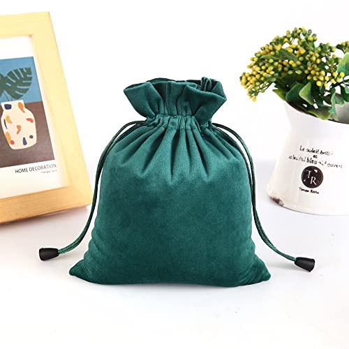 DINYAO Velvet Drawstring Bags, 5pcs 5 Colors Mixed Small Velvet Pouch, 6.2x7.8 Inches Cloth Gift Bags with Drawstring, Ant...