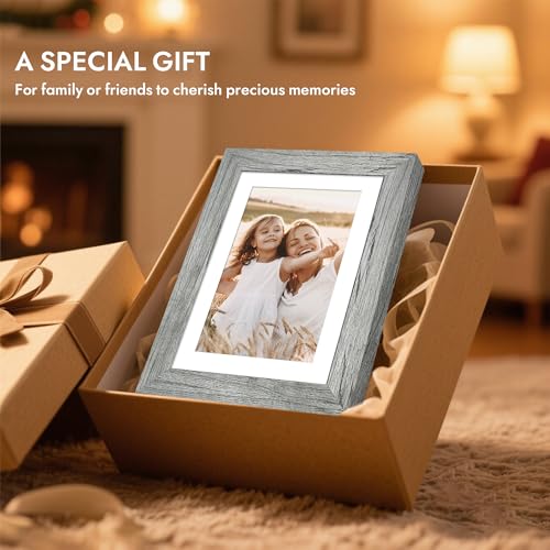 Hongkee 8x10 Picture Frame, Made of Real Glass and Wooden Frame, Horizontal and Vertical Display for Wall or Tabletop (Gre...