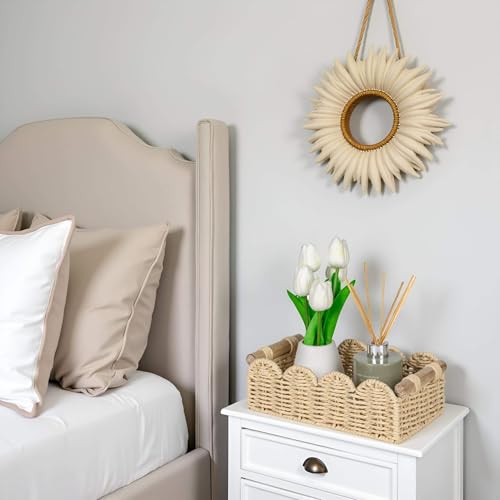 CubesLand Scalloped Edge Toilet Paper Storage Basket, Living Room Home Cozy Decor Basket, Paper Rope Small Baskets for Ove...