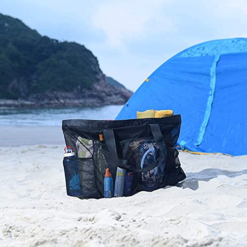 GOTDYA Extra Large Beach Bag Mesh Tote with Zipper and Pockets Ideal for Your Family Cruise/Beach Vacation Essentials | Ex...