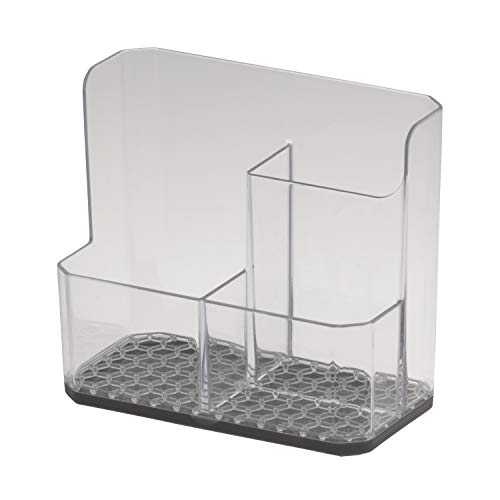 Spectrum Sponge and Brush Holder for Kitchen Sink Storage, Hexa Quick-Dry Organizer with 3 Compartments, Removable Base Si...