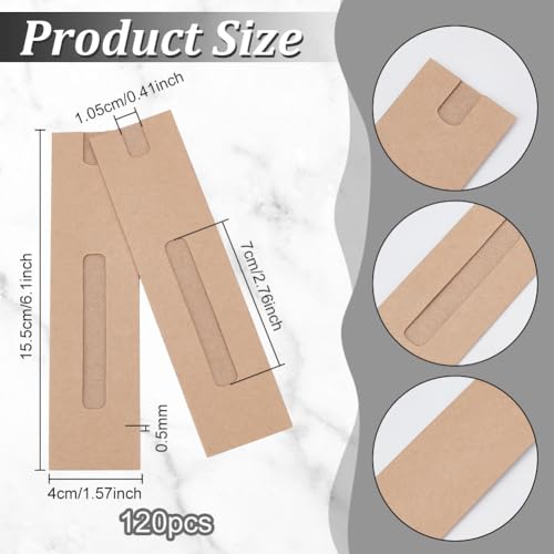 NBEADS 120 Pcs Kraft Pen Gift Boxes, Burlywood Slip-in Pen Packaging Box with Clear Window for Pencil Ballpoint Fountain P...