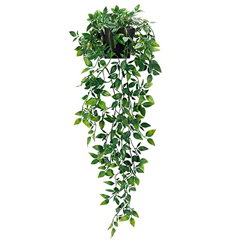 Whonline Fake Hanging Plants, Artificial Small Potted Plants for Indoor Outdoor Aesthetic Office Living Room Shelf Decor (...