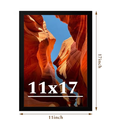 Veleclo 11x17 Picture Frame Set of 2, 11 x 17 Black Picture Frame with HD Plexiglas, 11 by 17 Poster Frame, Display Frame ...