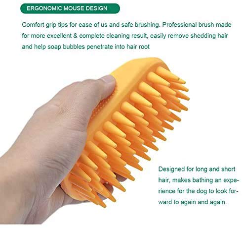 Pet Silicone Shampoo Brush for Long & Short Hair Medium Large Pets Dogs Cats,Shower Wash Curry Brush,Dog hair Products Acc...