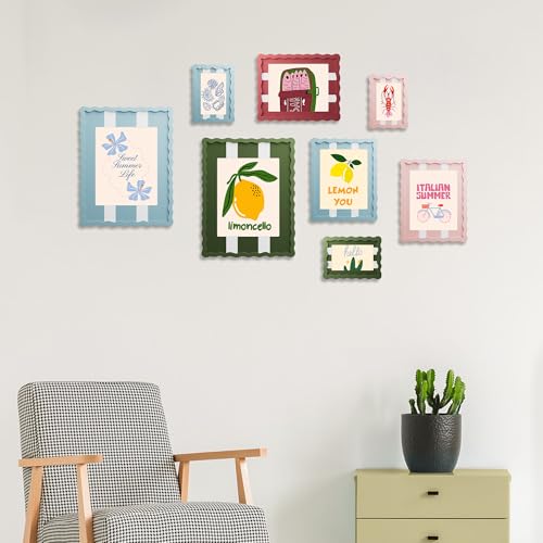 YESKAY 4x6 Picture Frame with Real Glass,Wavy Edge Wooden Photo Frame for 3.5x5,Cute Scalloped Picture Frame for Tabletop ...
