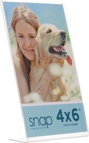 Set of 12 Snap - 4"x6" Clear Acrylic Self Standing Photo Frames - Perfect for Showcasing Memories in Style - Versatile and...