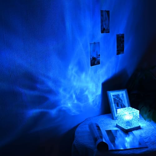 YXQUA Northern Lights Ocean Wave Projector Light, Galaxy Light Projector, 16 Colors Gradual Rotating Flame Water Ripple Am...