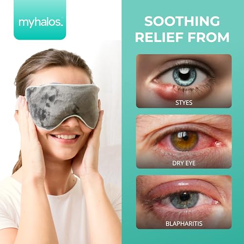 MyHalos® Heated Eye Mask for Dry Eyes - Steam Warm Compress for Eyes - Remove Styes, Chalazion Therapy Warming and Heating...