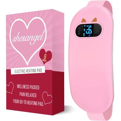 Electric Heating Pad, Portable Cordless Menstrual Heating Pad with 6 Heat Levels and 6 Massage Modes, Fast Large Heating B...