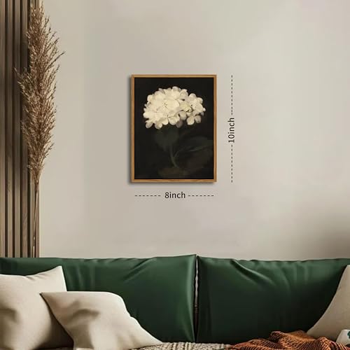 Framed Wall Art for Living Room – Vintage White Hydrangea Oil Painting Canvas Prints, Aesthetic Bedroom Wall Art, Kitchen ...