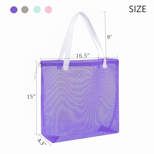 hsmyank 4Pieces Cute Mesh Pool Tote Bags,Mesh Beach Bags With Drawsting For Swim,Travel,Party