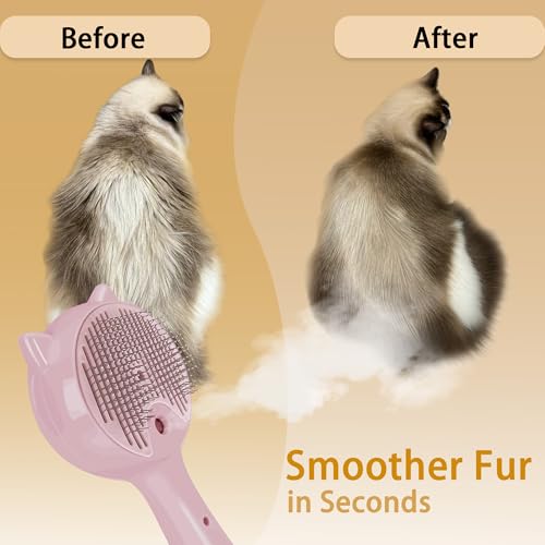 Pet Steam Brush for Cats & Dogs ，3-in-1 Pet Grooming Comb，Reduces Shedding, Soft Bristles, Promotes Healthy Coat-Comes - I...
