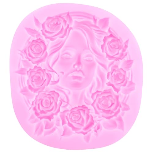 Mujiang Cameo with Picture Frame Silicone Mold Lady Avatar Fondant Molds Goddess Avatar Photo Frame Molds For Cake Decorat...