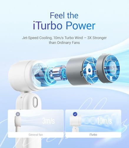 Diveblues Handheld Fan, 30ft/s Mini Portable Turbo Fan [12H Max Cooling], 4000mAh Personal Fan with LED Display, 3-in-1 Ha...