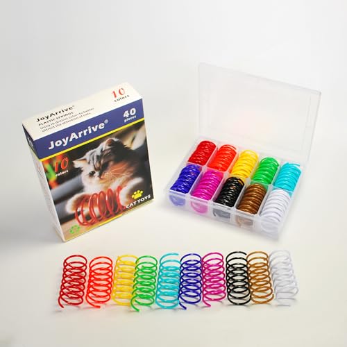 JoyArrive 40Pcs 10 Colors Box Stored Springs for Indoor Cats, Cats Coil, Cat Interactive Toys, Cat Swatting Toy, Self-Play...
