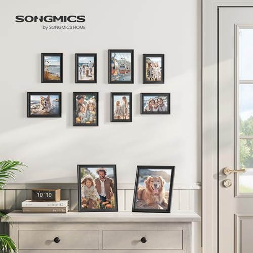 SONGMICS Picture Frames with 16 Mats, Set of 10 Collage Photo Frames, Two 8x10, Four 5x7, Four 4x6 Frames, Hanging or Tabl...