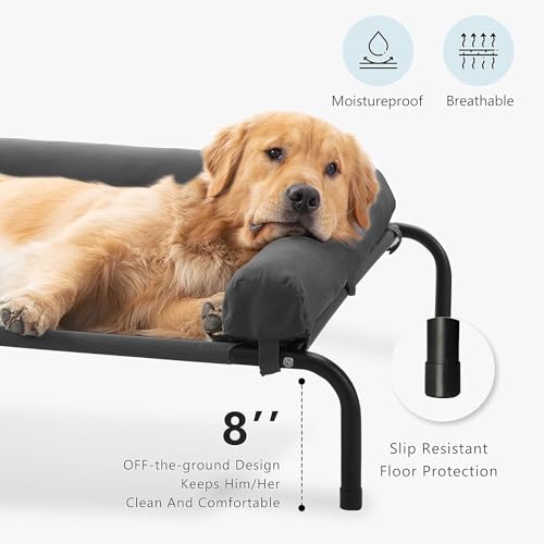 WESTERN HOME Cooling Elevated Dog Bed for Large Dogs, Portable Indoor & Outdoor Raised Dog Bed with Breathable Mesh, Chew ...