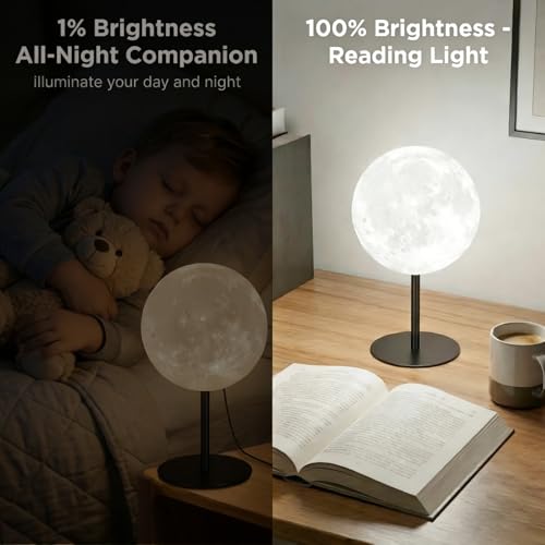 Moon Lamp Small Table Lamp for Bedroom, Dimmable Bedside Table Lamp with 30 Modes, Night Light Bedside Lamps for Night Sta...