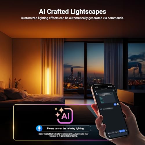 NEEWER NF04 Smart LED Floor Lamp, 1000lm RGBW Standing Corner Light, Compatible with Google Assistant Alexa, APP/AI Desig...