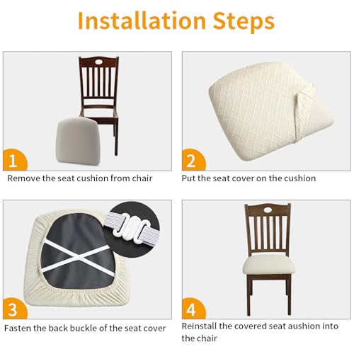 Fuloon Stretch Chair Seat Covers 2 PCS, Removable Washable Dining Chair Covers Anti-Dust Dining Room Seat Cushion Slipcove...