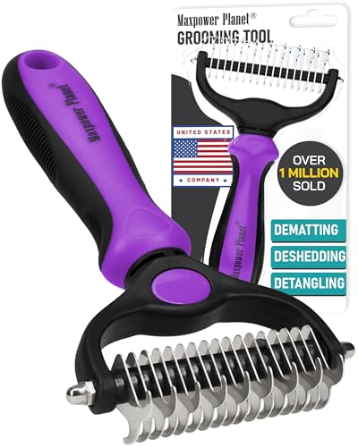 Maxpower Planet Pet Grooming Brush - Double Sided, Extra Wide for Dogs and Cats - Dematting Undercoat Rake, Reduces Sheddi...