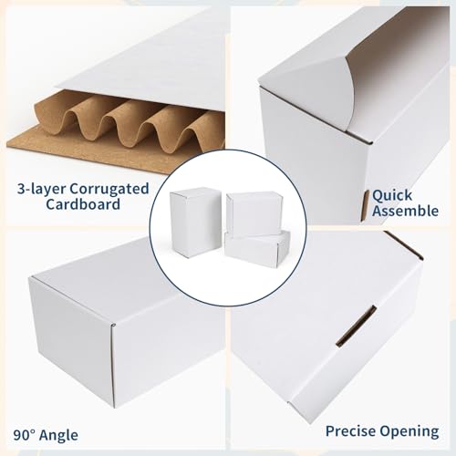 ZBEIVAN White Small Shipping Boxes, 30 Packs Cardboard Mailer Boxes for Packaging Small Business with Lids (10x7x5, 9x6x4,...