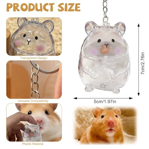 Roioiow 2Pieces Hamster Hair Collectible Keychain with Tweezers - Pet Memorial Gifts Fur Keepsake - Transparent Pendant fo...