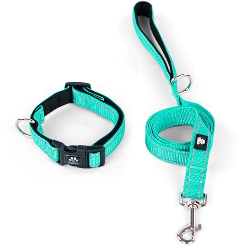 IVY&LANE Reflective Dog Collar and Leash Set,Adjustable Neoprene Padded Dog Collars for Puppy, Breathable Nylon Pet Collar...