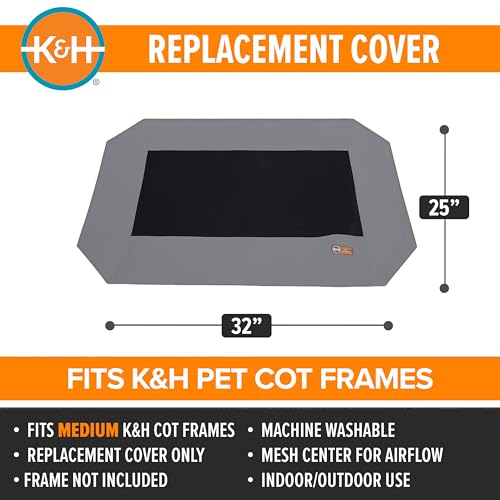 K&H Pet Products Dog Cot Replacement Cover, Designed to fit K&H Medium Pet Cots (Sold Separately), Indoor Outdoor, Breatha...