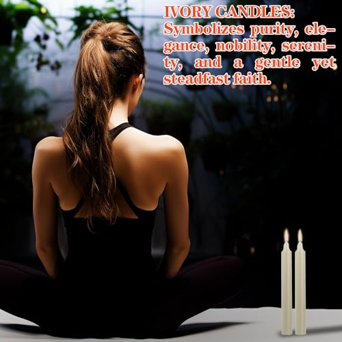 Kunrsug 24 Pack Ivory Color Spell Chime Candles – Premium Mini Unscented Taper Candles for Rituals, Prayer, Birthdays, Med...