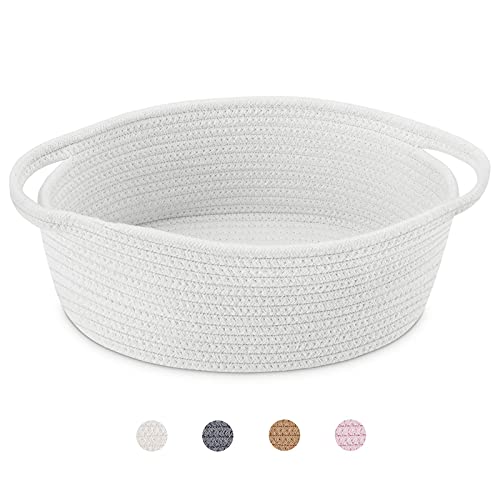 ABenkle Small Basket with Handles, Boho Decorative Rope Woven Dog Cat Toy Storage Bin Shelf Storage Organizer, Easter Chri...