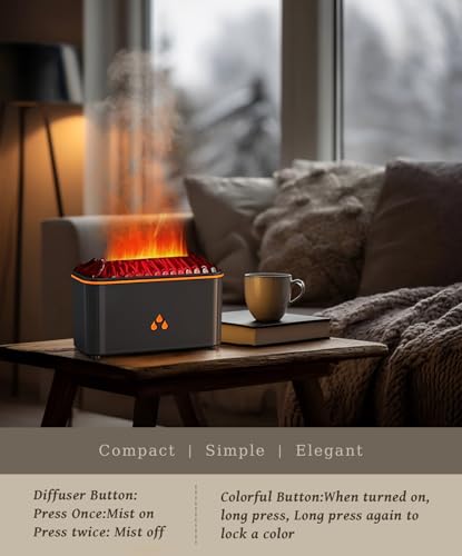 Essential Oil Diffuser, Flame Air Aromatherapy Diffuser, 7 Color Changing Light, Aromatherapy Humidifier with Auto Shut-Of...