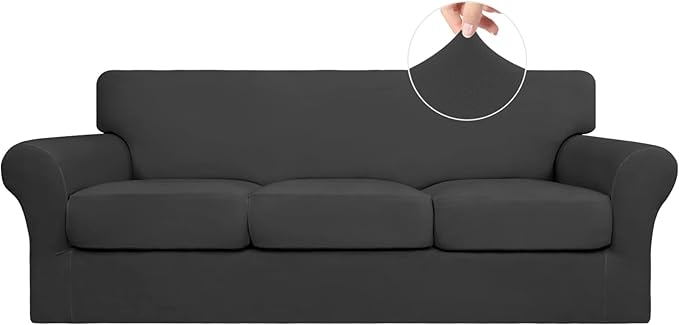 Easy-Going 4 Pieces Stretch Soft Couch Cover for Dogs - Washable Sofa Slipcover for 3 Separate Cushion Couch - Elastic Fur...