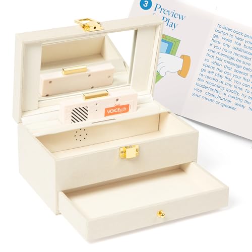 VOICEGIFT Memory Box, Recordable Memory Box with Removable Voice Recorder Module, Decorative Keepsake Box for Photos & Jew...