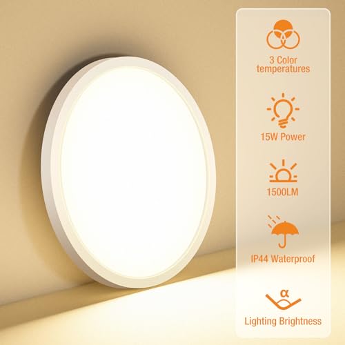 8PACK LED Flush Mount Ceiling Light Fixture, 3000K-4000K-6500K & 100W Equivalent Modern Kitchen Recessed Ceiling Lamp 15W ...