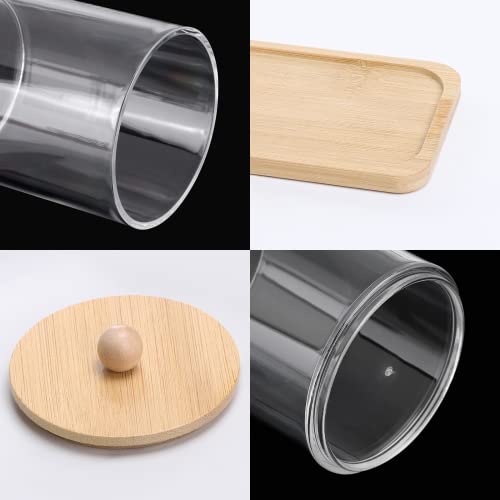 Tbestmax 10 Oz Cotton Swab/Ball/Pad Holder, Qtip Apothecary Jar, Clear Bathroom Containers Dispenser for Storage 3 Pack Wo...