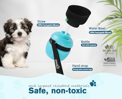 Pecute Portable Dog Water Bottle, 2 in 1 Cat Dog Travel Water Bottle Bowl Leakproof with Double Seal, BPA Free, Lightweigh...