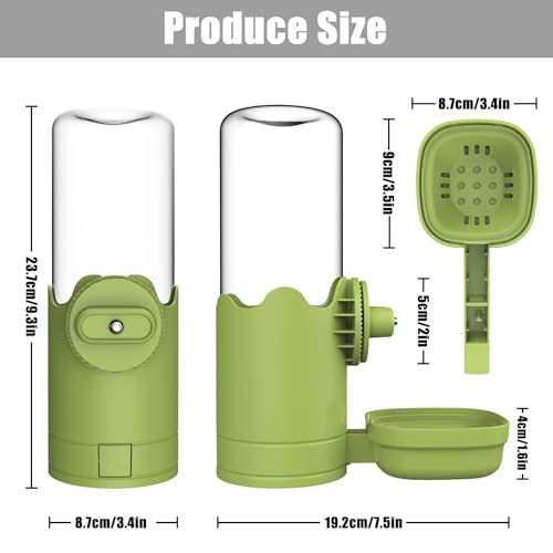 TOKAYIFE Pet Water Bottle for Cage Crate 26oz Automatic Feeding Water Dispenser for Dog Cat Rabbit (Green, 26oz)