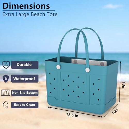 Extra Large Rubber Beach Tote, Waterproof Travel Tote Bag for Womens, X-L Rubber Handbag, Beach Bags Waterproof Sandproof