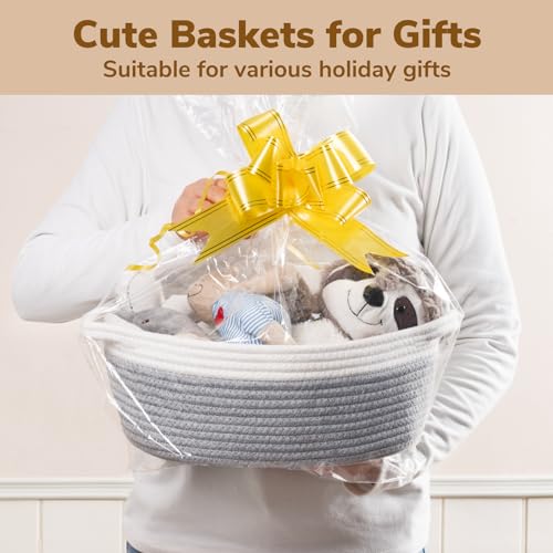 Goodpick Small Baskets for Gifts Empty, Easter Basket for Gifts Home Decor, Woven Burr Basket for Storage with Handles, De...