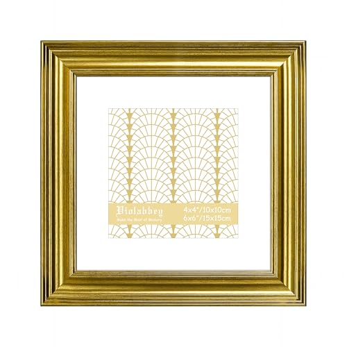 VIOLABBEY 6x6 Picture Frame Gold, Vintage Photo Frames Square, Fits Pictures 4x4 with Mat or 6 x 6 without Mat, Display fo...