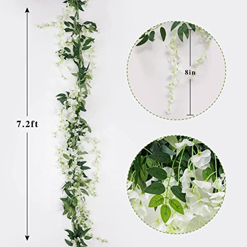 Veryhome 3Pcs 7.2Ft/Piece Artificial Flowers Wisteria Garland Artificial Wisteria Vine Hanging Flower Greenery Garland for...