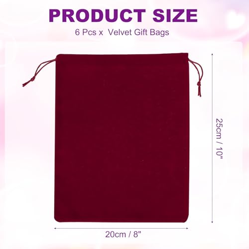 PATIKIL 6 Pcs Velvet Drawstring Bags, 8 x 10 Inch Large Velvet Cloth Jewelry Gift Pouches with Drawstring, Favor Candy Bag...