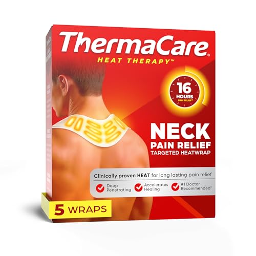 ThermaCare Heat Wraps for Neck & Shoulder Pain Relief - Portable Adhesive Heating Pads with 16-Hour Therapeutic Heat - Dru...