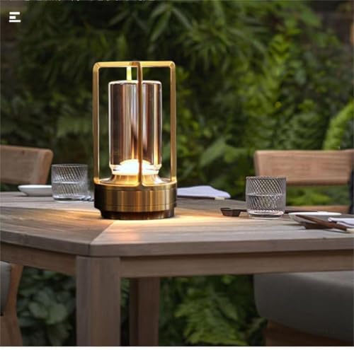 Portable Metal Table Lamp for Indoor/Outdoor ,Rechargeable Cordless LED Lamp, 3-Colour Infinitely Dimming Battery Powered ...