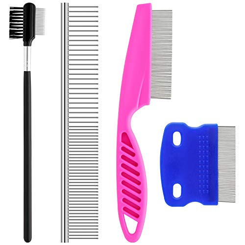 GUBCUB Pets Grooming Comb Kit for Small Dogs Puppies For Tear Stain Remover, 2-in-1 with Round Teeth to Remove Knots Crust...
