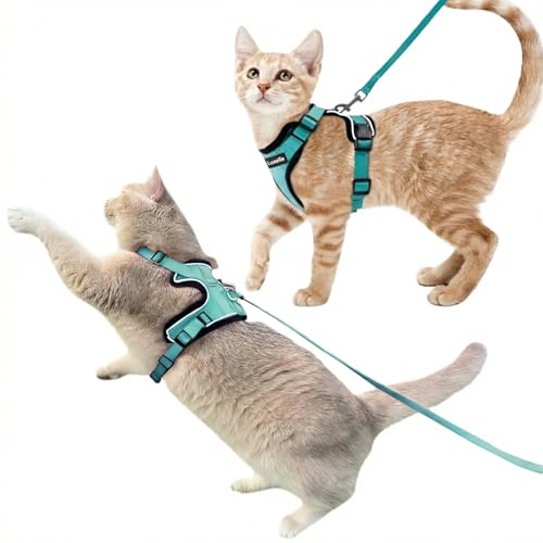 Luxelle 2 Pack Escape-Proof Cat Harness and Leash Set for Walking – Adjustable No Pull Soft Vest with Easy-Wear Buckle, Re...