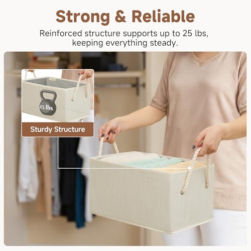 StorageWorks Storage Baskets for Shelves, Fabric Storage Bins, Closet Organization and Storage Basket, Foldable Organizer ...